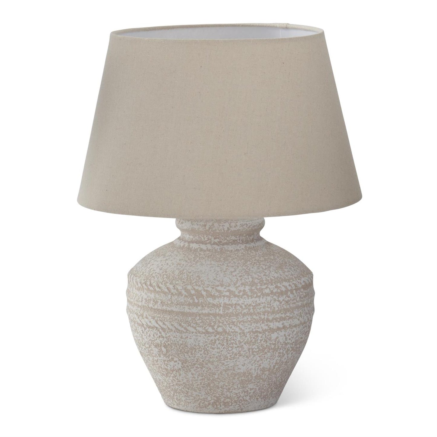 Cream & Beige Ceramic Table Lamp w/Tan Shade - 19.5"