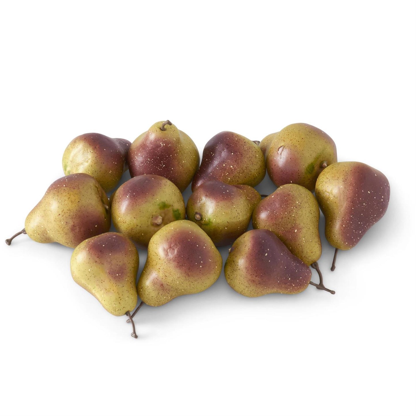 Bag of 12 3.5 Inch Burgundy & Green Brown & Cream Speckled Pear