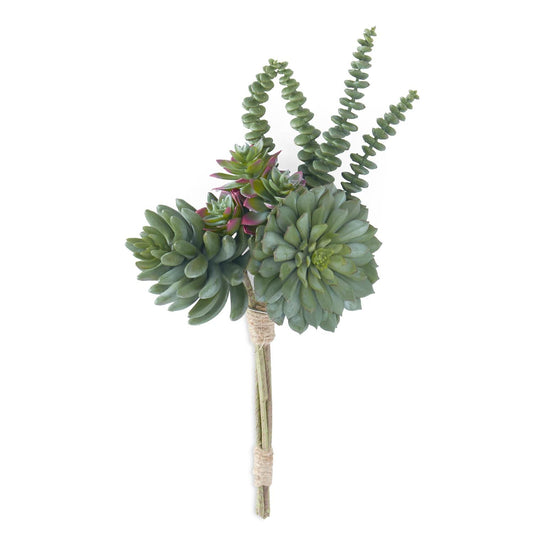 Green w/Burgundy Assorted Succulent Pick - 14"