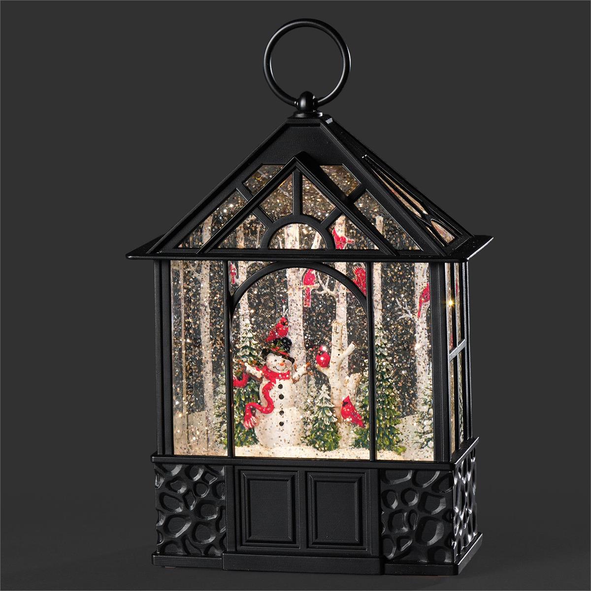 Lighted Swirl Gazebo Cardinals And Snowman