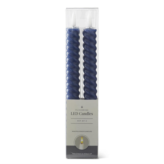 Set of 2 9.75 Inch Spiral LED Taper Candles