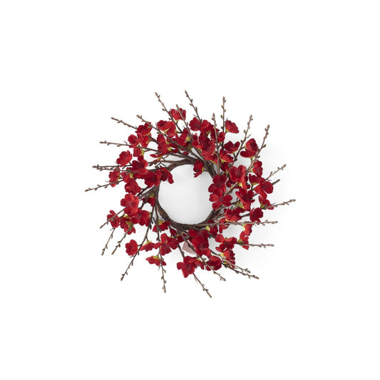 Red Cherry Blossom Candle Ring - 14.5"